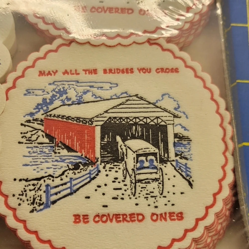 Vintage Covered Wagon Coaster & Napkin 24 Sets Sealed Packaging